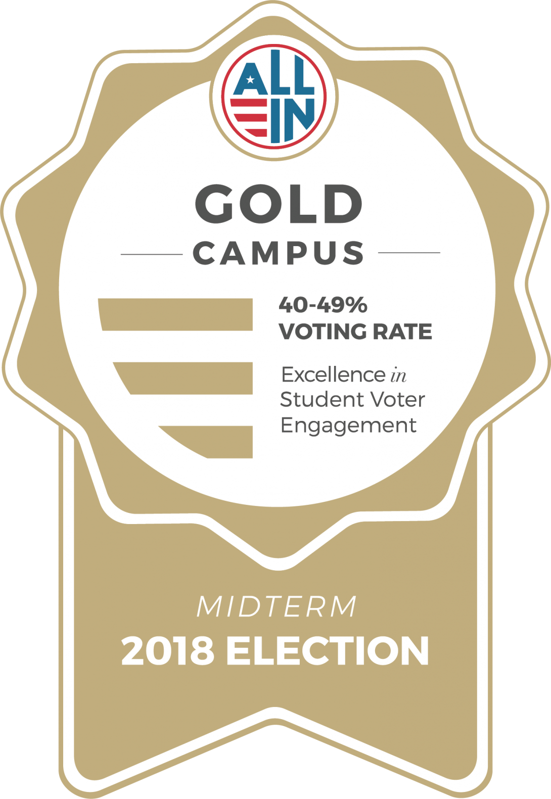 Gold seal for excellence in student voter engagement